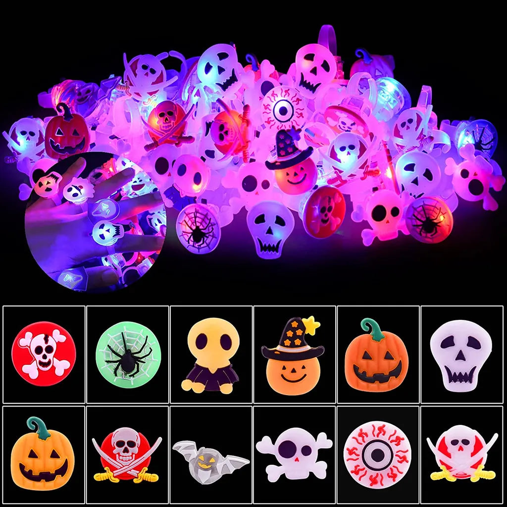  50 Stück 3D-Halloween-Leuchtringe, Spielzeuge, Halloween-Party, Gastgeschenke Für Kinder Und Erwachsene, Blinkender LED-Ring, Leuchtet Im Dunkeln, Partyzubehör, Halloween, Goodie Bag Füllstoffe, Keine Süßigkeiten-Geschenktüten