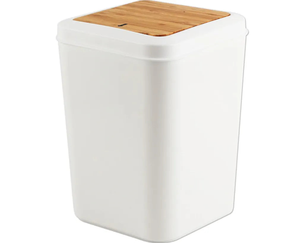  Schwingdeckeleimer 7 Liter Weiß/Bambus