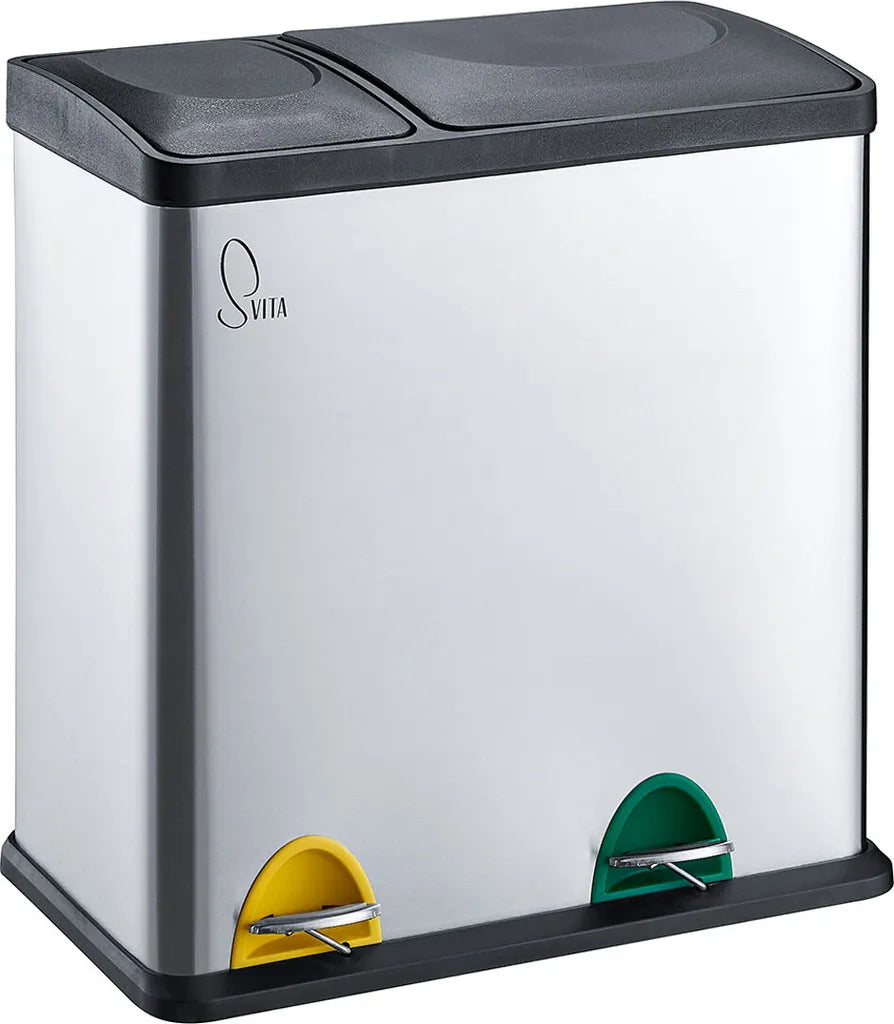  SVITA TC2Combo35 Mülleimer Edelstahl Abfalleimer Mülltrennung (12l + 23l) Silber Papierkorb