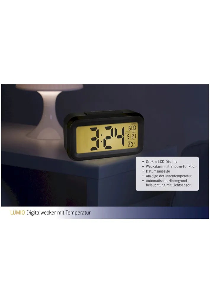 TFA Dostmann TFA 60.2018.01 Lumio Digitalwecker Schwarz