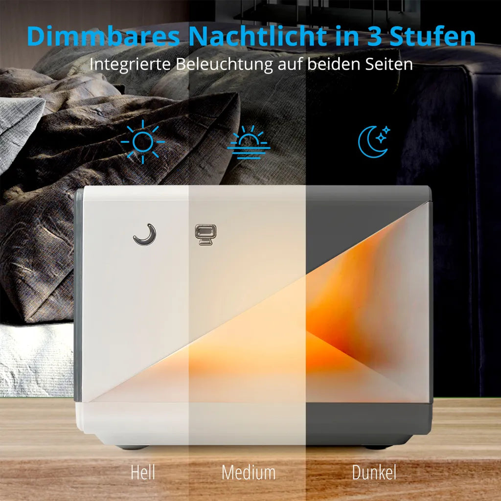  MEDION E75009 Wecker Mit Qi Ladefunktion (Weckstation, Ladestation, Induktives Laden, Temperaturanzeige, Snooze Schlummerfunktion, Timer, Displaydimmer) Silber