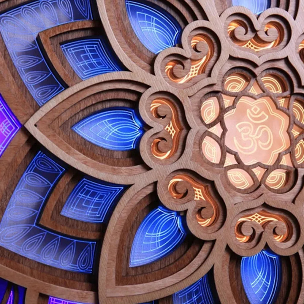  LED Nachtlicht, Lotus Blume Mandala YOGA LED Licht Hängende Wand Skulptur Lampe Wandleuchte Dekorative