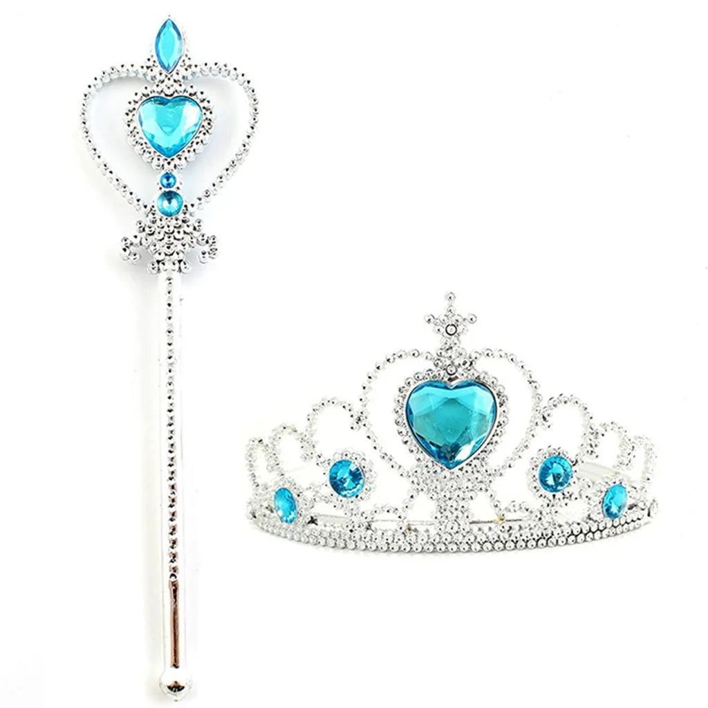  Prinzessin Kostüme Zubehör, 8-teiliges Set Mädchen Dress Up Zubehör Mit 1 X Elsa Krone, 1 X Paar Elsa Handschuhe, 1 X Zauberstab, 1 X Halskette, 2 X Ohrring (Blau)