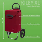  Einkaufstrolley KILEY XXL Bordeaux Mit 78l Fassung & Seitentaschen - Extragroße, Leise & Abnehmbare Gummiräder