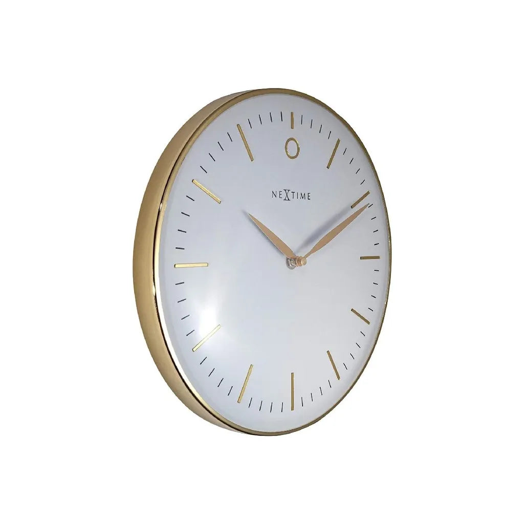  NeXtime 3256WI Small Design-Wanduhr, Leise, Weiß, Gold, 30 Cm
