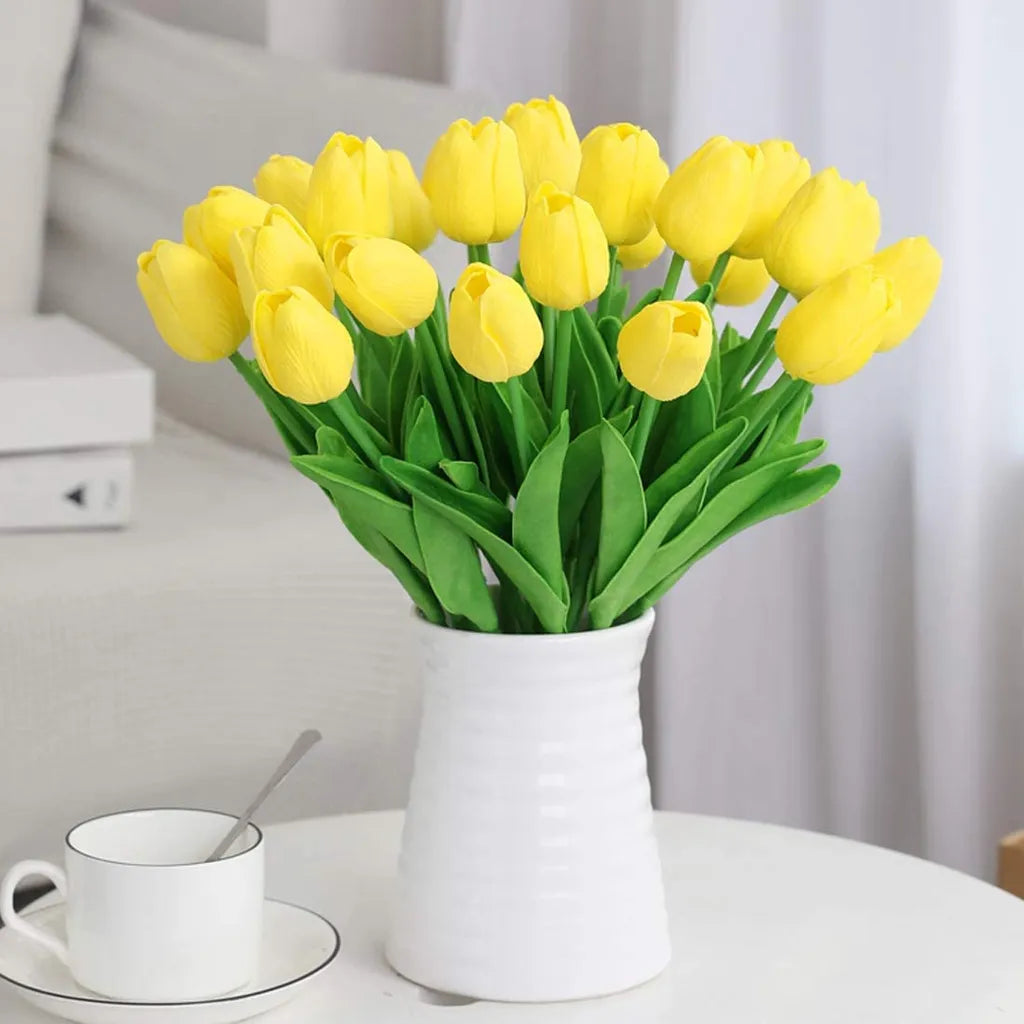  10er Künstliche Tulpe Blume Kunstblumen Gefälschte Blumen Bukett Künstlich Tulpe Gelb