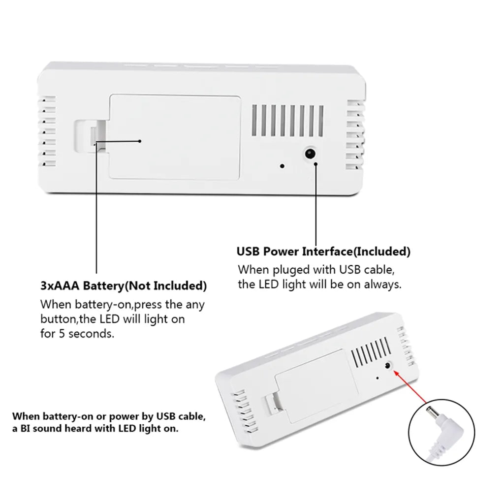  LED Spiegel Digitaler Wecker, Desktop USB Elektronisches Thermometer Am Bett Digitaler Wecker