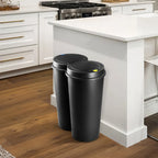  Deuba Mülleimer 50 L Duo 2fach Trennsystem 2x25L Druckknopf-Automatik Küche Abfalleimer Müllbehälter Mülltrennung Büro, Farbe:schwarz - Black - Noir