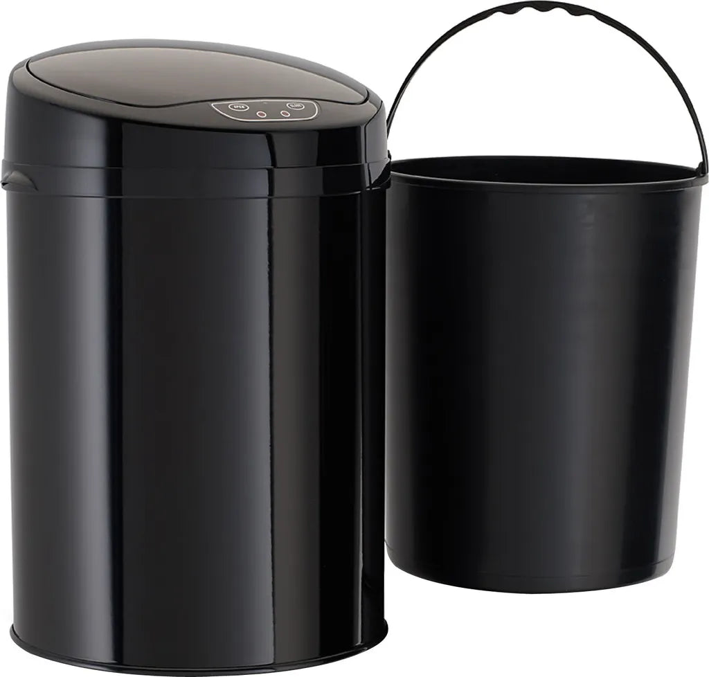  Echtwerk Edelstahl EW-BE-0249 Büro-/Bad-/Kosmetikabfalleimer 9L MIT IR SENSOR - INOX Mülleimer Papierkorb, Farbe: Schwarz