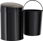  Echtwerk Edelstahl EW-BE-0249 Büro-/Bad-/Kosmetikabfalleimer 9L MIT IR SENSOR - INOX Mülleimer Papierkorb, Farbe: Schwarz