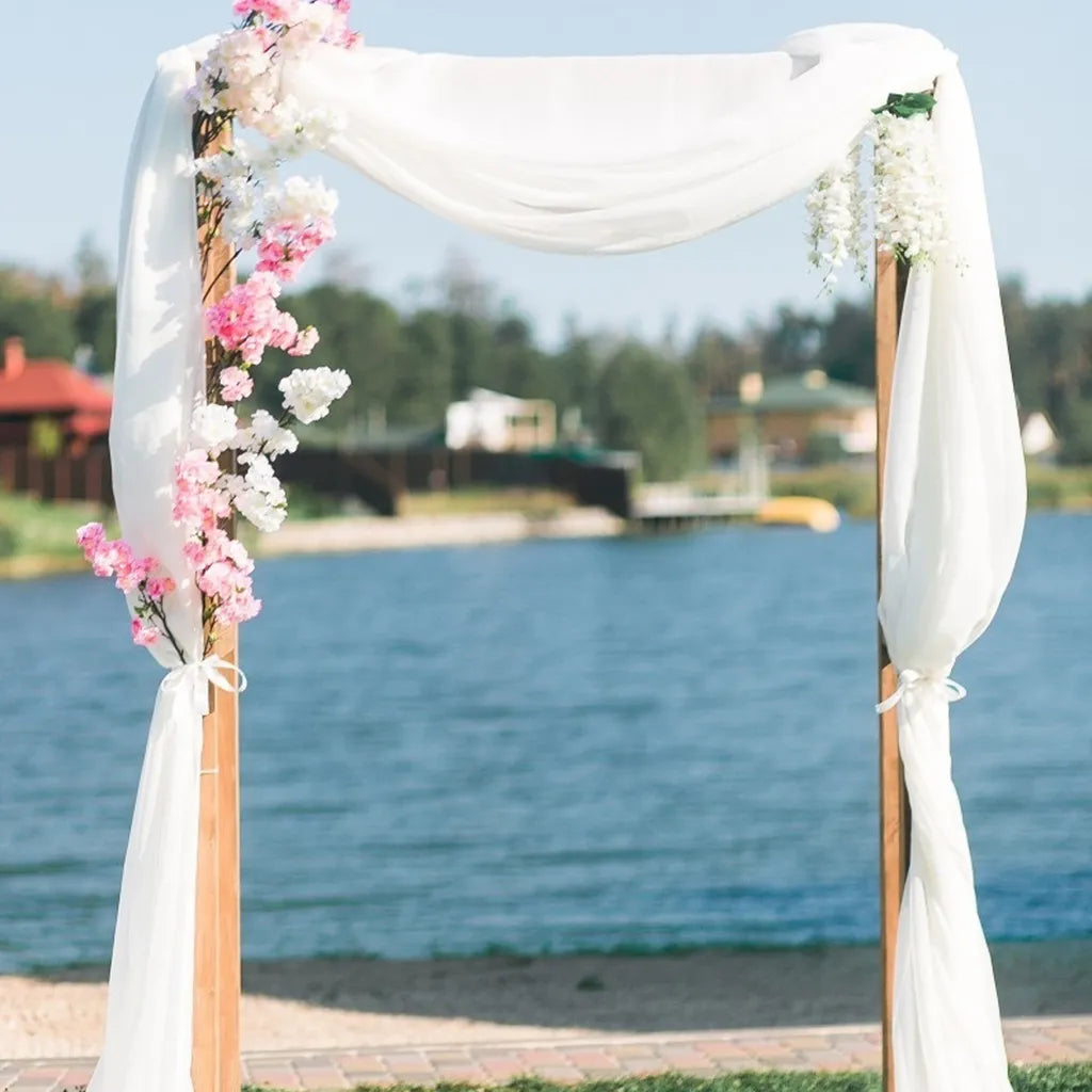  Chiffon-Vorhang Hochzeitsbogen Drapieren Stoff, Umweltfreundliche Zarte Textur Schön Hochzeitsdekorationen Im Freien （1 Panels，Weiß）
