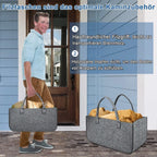  ACXIN 2 Stück Filzhandtasche, 30kg Belastbare Multifunktionshandtasche, Hochwertiger Einkaufskorb, Großvolumige Einkaufstasche (Hellgrau)