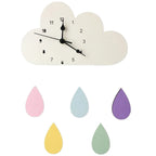  Weiß Dunkle Wolken Regentropfen Wanduhr Kinder Wanddekoration Uhr, 26*16cm