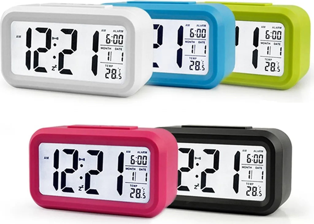  LED Wecker Digital Alarmwecker Uhr Kalender Beleuchtet Schlummerfunktion Alarm (Schwarz)