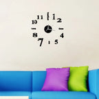  3D Spiegel Wanduhr DIY Große Frameless Sticker Silent Wanduhr (Schwarz)