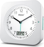  Mebus Funk-Wecker Mit Thermometer / Datumsanzeige, Schlummerfunktion, Großes Display/ Quadratisch / Hintergrundbeleuchtung / Farbe: Weiß / Modell: 25610