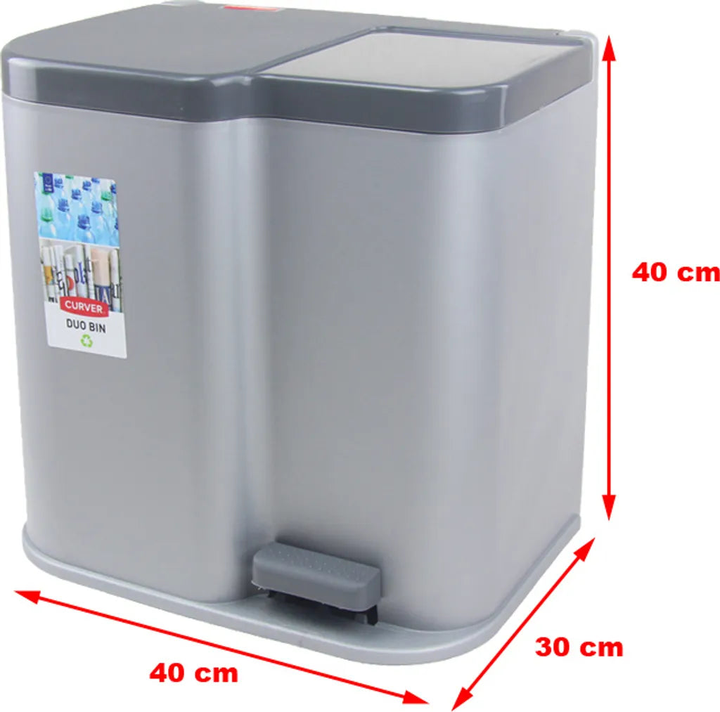  Curver Duo Tretmülleimer Deco 15L Mit 6L Inneneimern Hellgrau