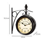  Monzana Wanduhr Vintage Quarzuhrwerke Mit Beidseitigem Ziffernblatt Doppelseitige Bahnhofsuhr Schmiedeeisern Retro-Design, Farbe:schwarz