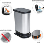 ROTHO Treteimer Duo 50 L PASO, Farbe:Silber Metallic