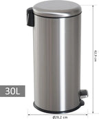  HOMCOM Treteimer Mit Inneneimer Pedal-Mülleimer Klappdeckel Abfallsammler Edelstahl Silber 30L
