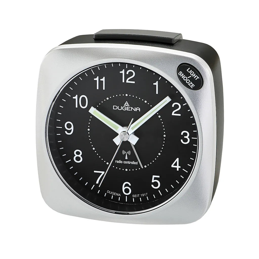  DUGENA 4460606 Wecker Funkwecker Alarm Analog Schwarz Silber