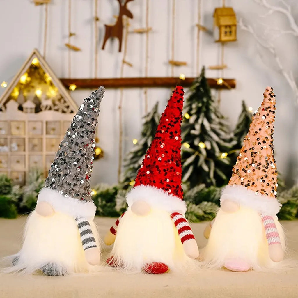  3er Pack Weihnachtswichtel Weihnachtsdeko Mit LED Weihnachtswichtel Plüschfiguren Weihnachtsfiguren Stehende Weihnachtsdeko Mit Beleuchtung Handgemachte Plüschfiguren (30 Cm X 10 Cm X 10 Cm)