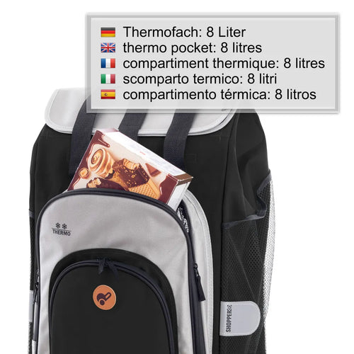  Andersen Shopper Quattro Stahl Höhenverstellbar Mit Rad Ø 15 Und 20 Cm Und 62 Liter Tasche Hydro 2.0 Schwarz Mit Kühlfach