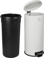 Mülleimer 30 Liter Treteimer Rund Inkl. Inneneimer Weiß