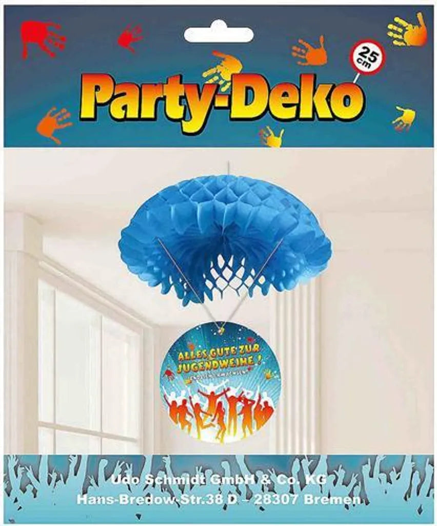  1 HÄNGEDEKO ZUR JUGENDWEIHE MOTIV : SCHIRM FALLSCHIRM PAPIER 25 Cm DEKO