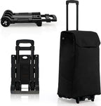  COSTWAY 2in1 Einkaufswagen & Trolley Mit 38L-Fassungsvermögen, 3-stufig Höhenverstellbarer Einkaufsroller Mit 2 Rädern & 2 Seitentaschen & Reißverschlusstasche, Bis 60kg Belastbar Schwarz