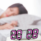  3D LED Digital-Wanduhr, Datum, Uhrzeit, Nachtlicht, Wohnzimmer, Anzeigetisch, Tischuhren, Wecker（weiß,）