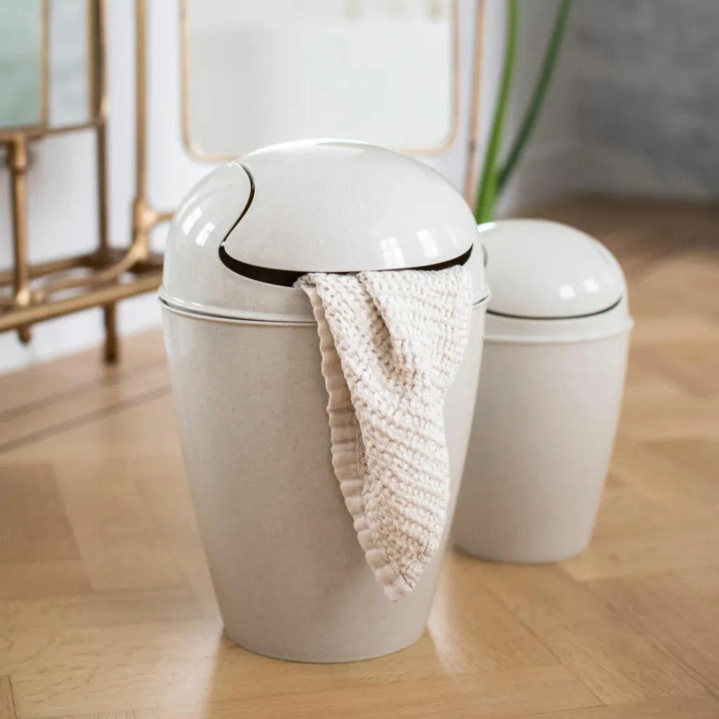  Koziol Schwingdeckeleimer Del M, Abfalleimer, Mülleimer, Organic Recycled, Recycled Desert Sand, 12 L, 1401121