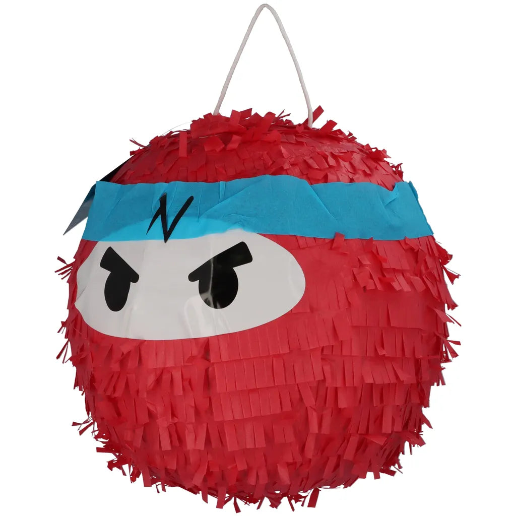  Pinata Set Ninja Mit Schlag Stock Und Brille Maske Zum Aufhängen Und Befüllen Rot Party Deko Geburtstag Kinder 30x30x30 Cm