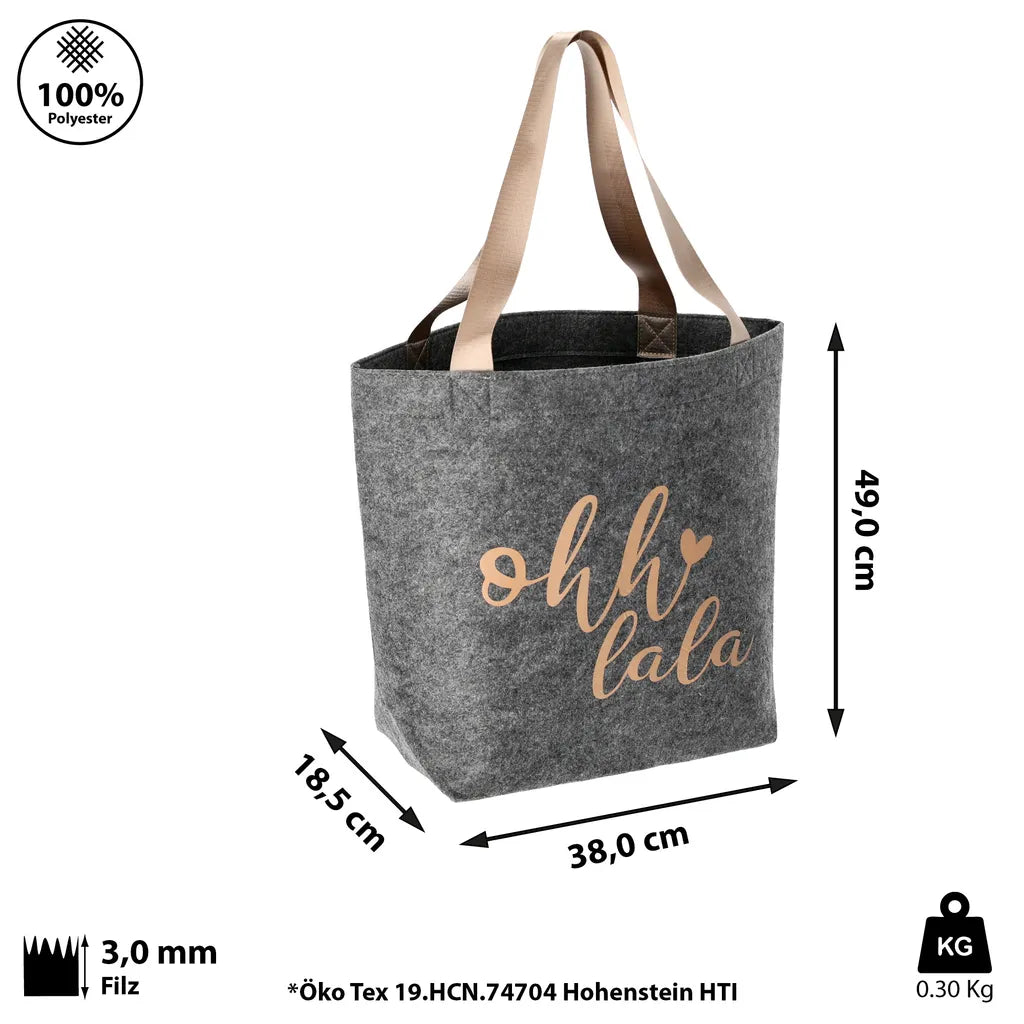  Tasche Shopper Aus Filz 2-fach, (B/H/T) 49x38x1cm