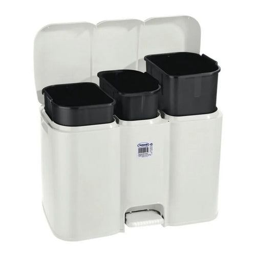  Abfalleimer Mit Pedal Parry Tontarelli 3 Fächer Weiß 40 L (58,5 X 32 X 41,5 Cm)