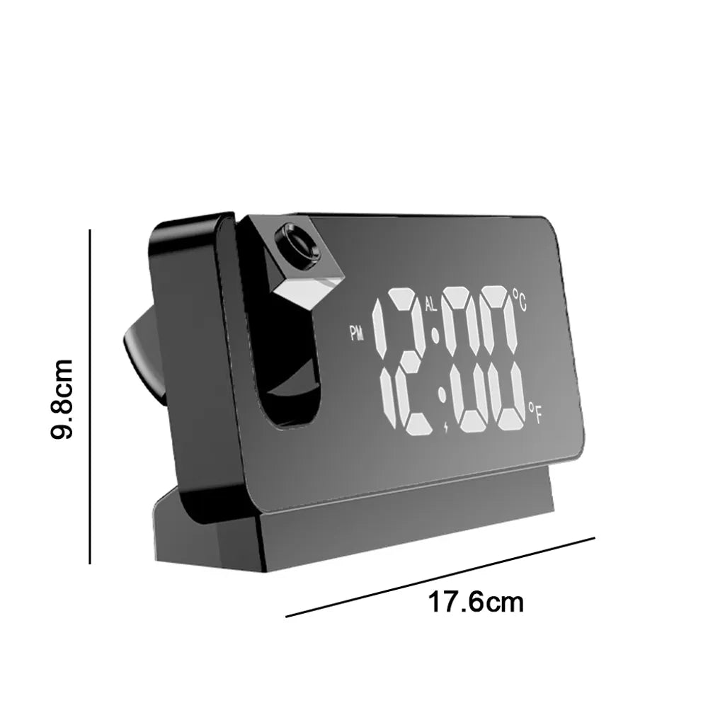  Projektorwecker Für Schlafzimmer, Digitalwecker Mit 0-100% Dimmer Und 2 USB-Ladeanschlüssen, 180° Drehbarer Projektor, Doppelwecker, Snooze, Klares LED-Display, Digitaluhr Für Vielschläfer, Schwarz