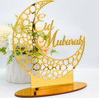  2x Ramadan Eid Mubarak Dekorationen Eid Mubarak Acryl Ornamente Mond Sterne, Ramadan Dekorationen