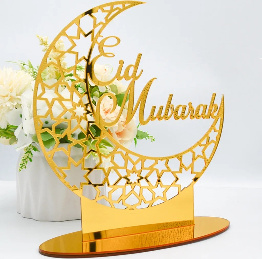  2x Ramadan Eid Mubarak Dekorationen Eid Mubarak Acryl Ornamente Mond Sterne, Ramadan Dekorationen