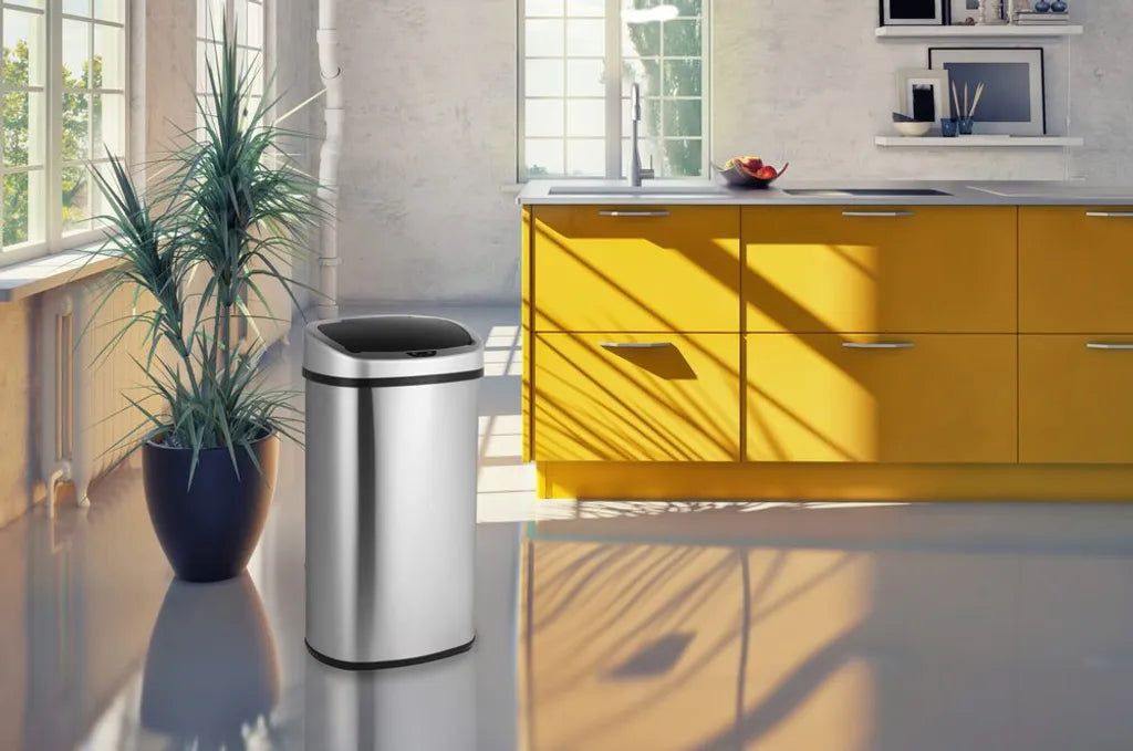 Mascot UMUZI CLEANING 38L Mülleimer Mit Automatischem Sensor, Silberner Mülleimer Für Küchenabfälle, Abfalleimer Mit Hand Bewegungssensor Aus Metall & Edelstahl