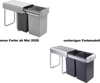  Wesco Einbau-Abfallsammler Double Boy - 30 Liter (2x15 Liter), Silber/anthrazit, Ab 30er Schrankbreite