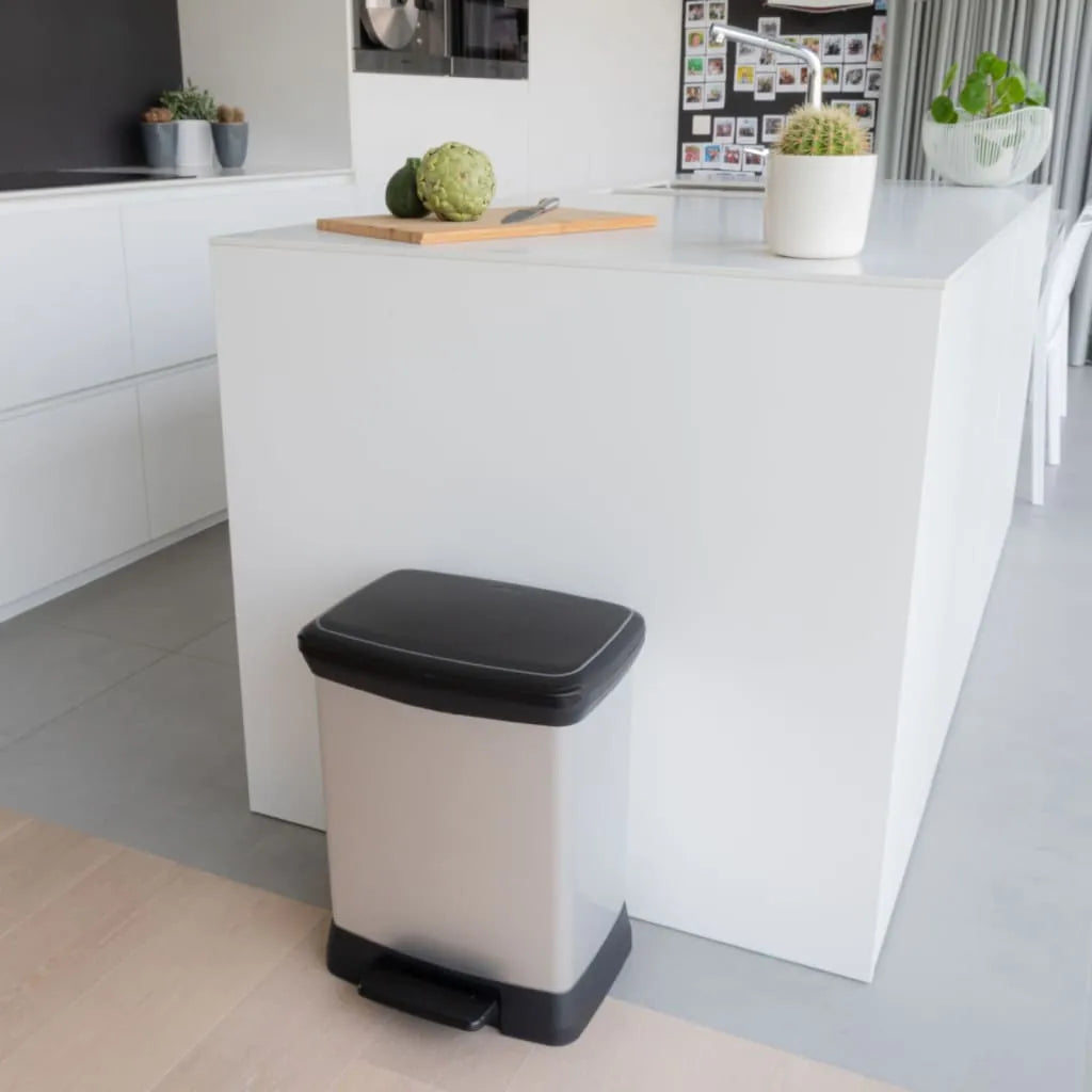  Curver Tretmülleimer Deco Rechteckig 30L Silbern
