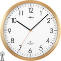  Atlanta 4382/9 Wanduhr Funk Funkwanduhr Analog Golden Rund Leise Ohne Ticken
