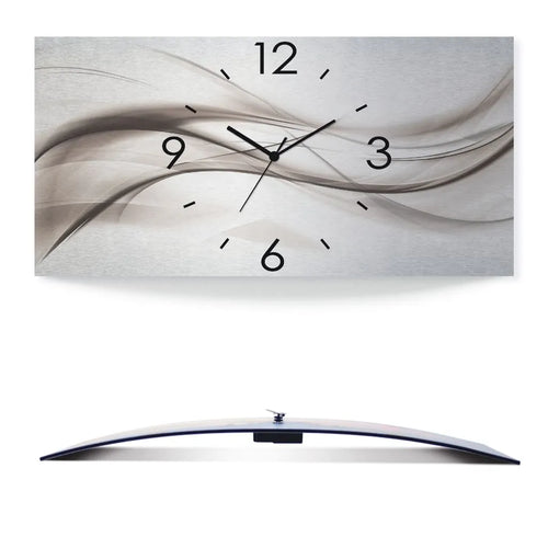  ARTland Wanduhre, Gebogen Funkuhr - Schwarzer Zeiger Abstraktes Design - Schöne Welle Größe: 60x30 Cm