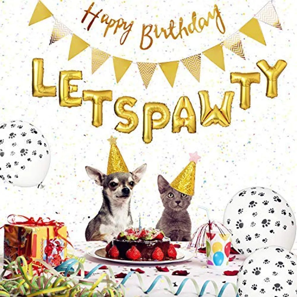  23PCS Haustier Hund Geburtstag Set, Hunde Geburtstag Deko, Happy Birthday Ballons Set Geburtstag Dekoration Zubehör Für Hund Katze