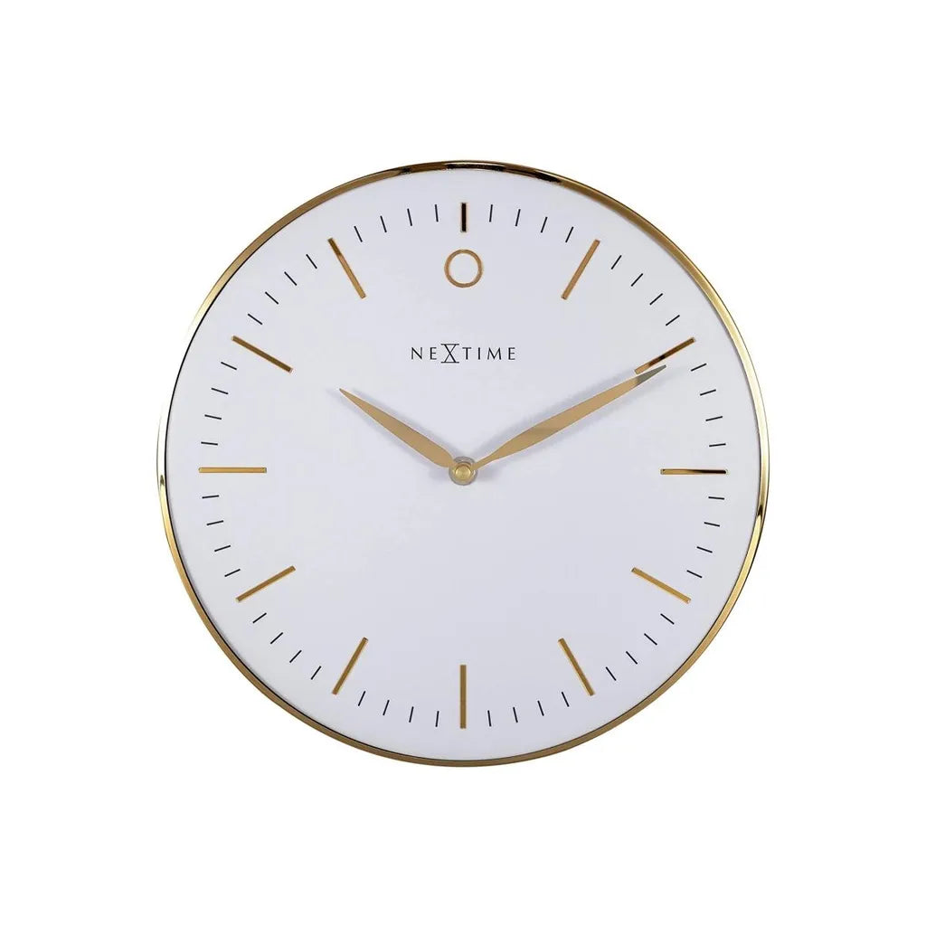  NeXtime 3256WI Small Design-Wanduhr, Leise, Weiß, Gold, 30 Cm