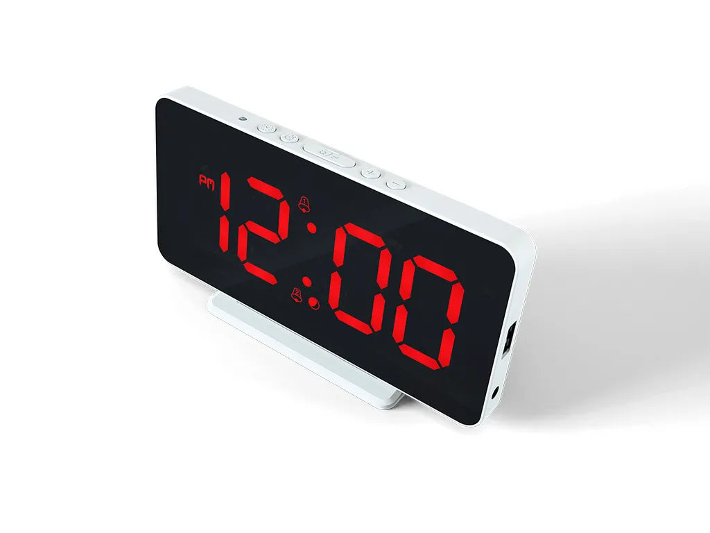  Caliber Slim-line Digitaler Wecker - Dualer Wecker - Großes Rotes Display - USB-Anschluss (HCG022)