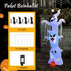  COSTWAY Gestapelte Geister Mit Bunten Lichtern Aufblasbar 310cm Lang, Riesige Gespenst Mit Kürbis, Halloween-Dekoration Für Halloweenparty, Hof & Outdoor