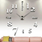  Moderne Mute DIY Große Wanduhr Home Office Decor Geschenk (Silber)