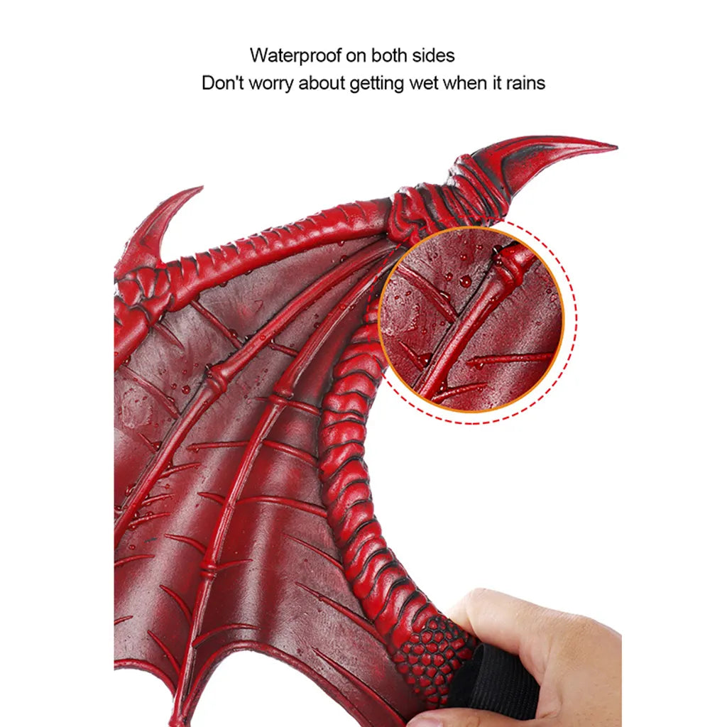  Halloween Deko Kinder Karneval Karneval Party Kostüm, Kinder Drache Dress Up Set, Halloween Kostüm, Rot Set：Drachen Maske + Flügel + Schwanz