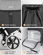  Inateck Einkaufstrolley Mit Großer Ladekapazität Und Wärmedämmungstasche, Leichte Einkaufstasche Mit Rollen, Max. Belastbarkeit 45 Kg, 45L, Schwarz